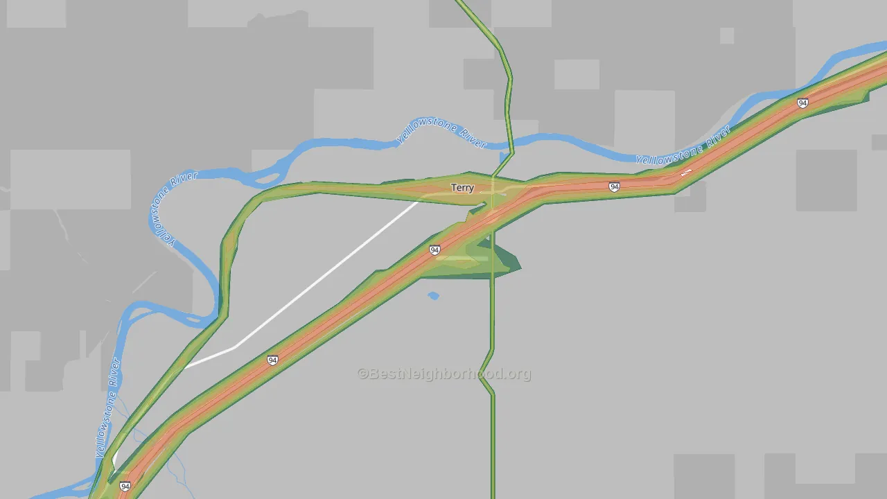 Terry, MT Map of Noise Levels in Terry