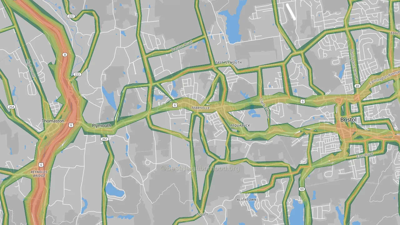 Terryville, CT Map of Noise Levels in Terryville