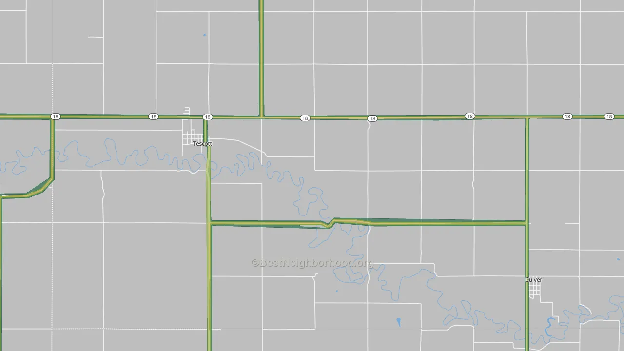 Tescott, KS Map of Noise Levels in Tescott