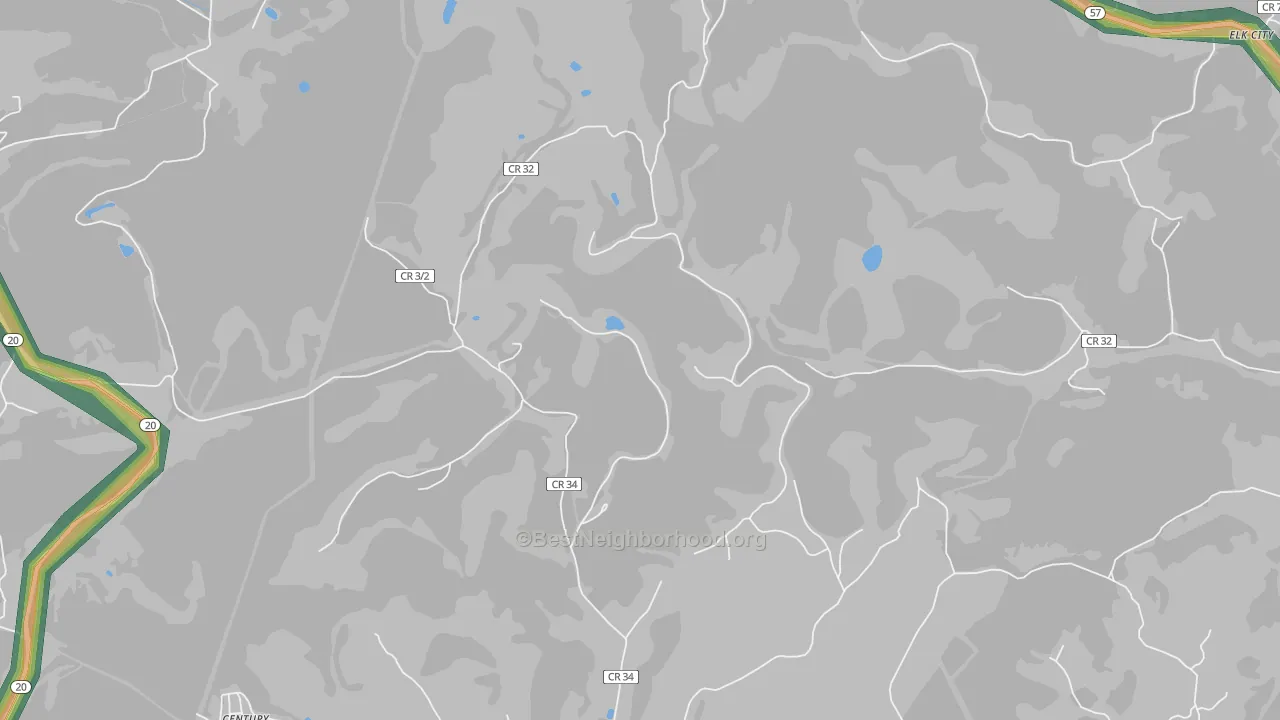 Teter, WV Map of Noise Levels in Teter