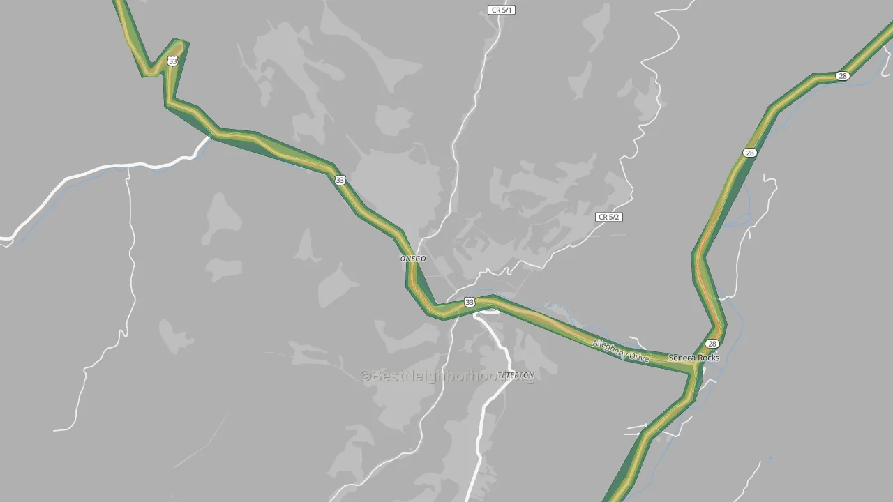 Teterton, WV Map of Noise Levels in Teterton