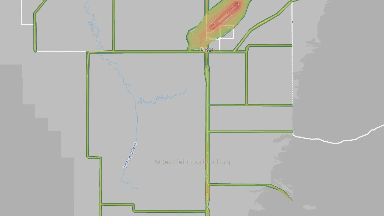 Teton County, ID Map of Noise Levels in Teton County