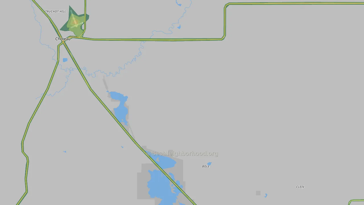 Teton County, MT Map of Noise Levels in Teton County