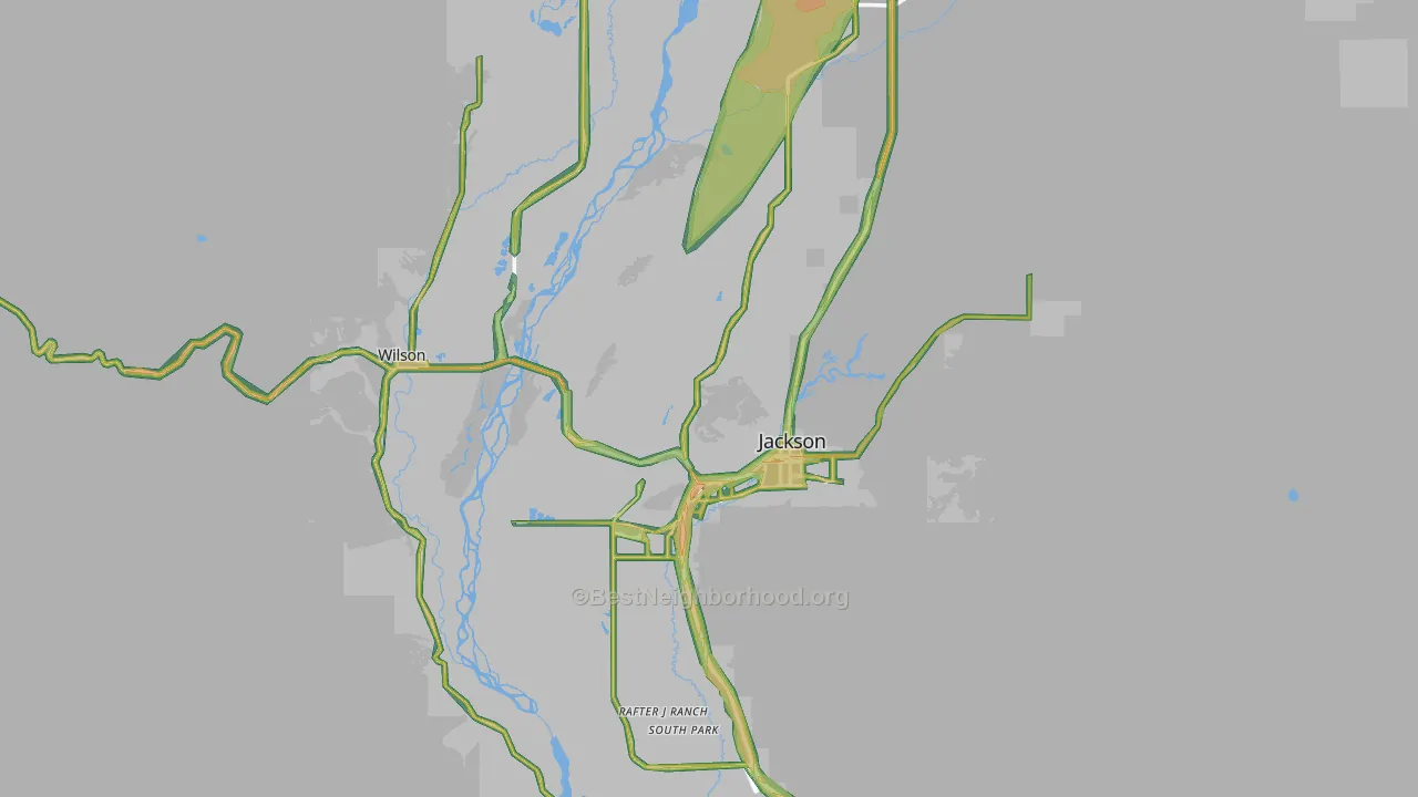 Teton County, WY Map of Noise Levels in Teton County