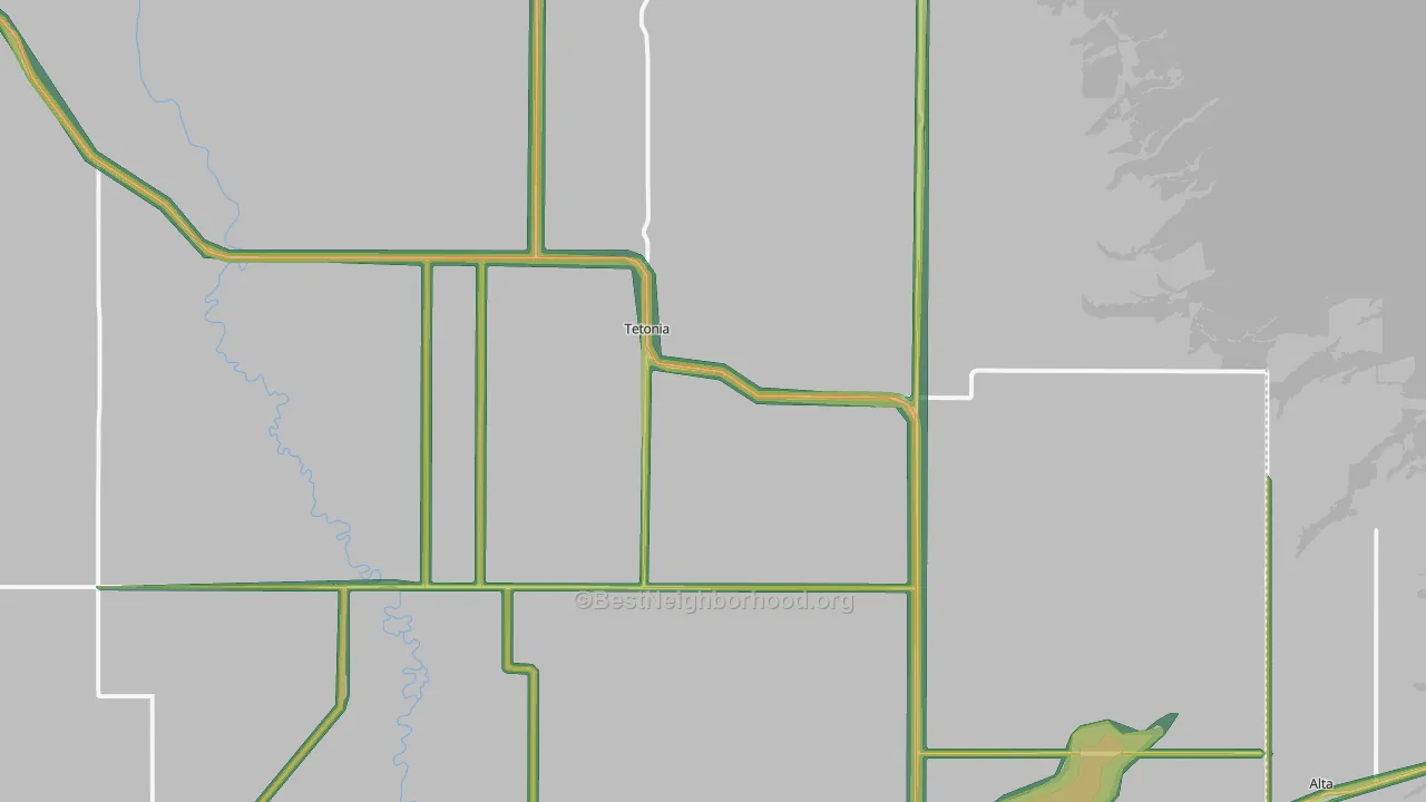 Tetonia, ID Map of Noise Levels in Tetonia