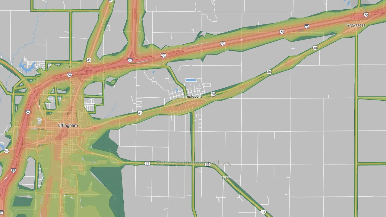 Teutopolis, IL Map of Noise Levels in Teutopolis
