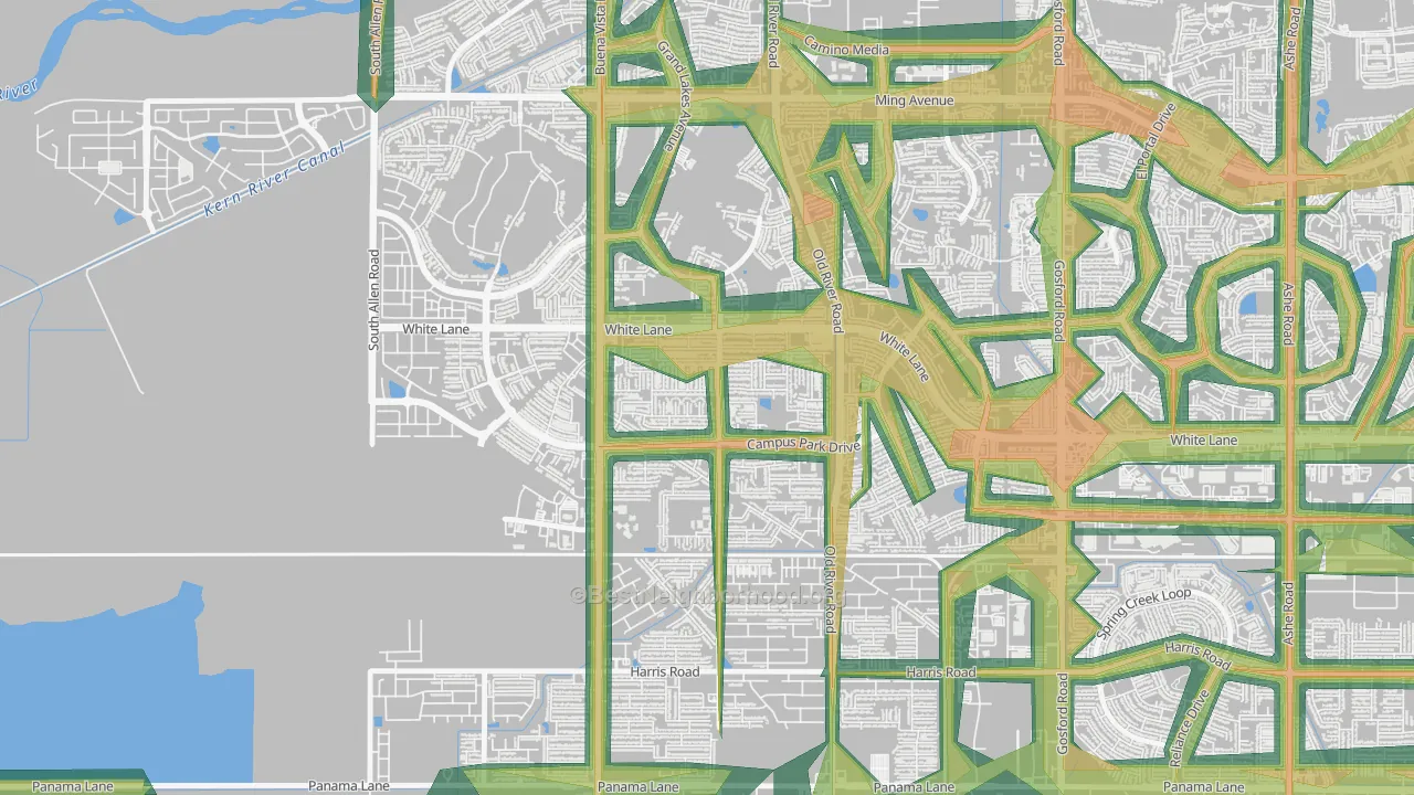 Tevis Ranch, Bakersfield, CA Map of Noise Levels in Tevis Ranch