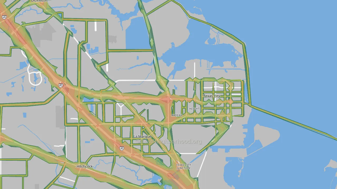 Texas City, TX Map of Noise Levels in Texas City