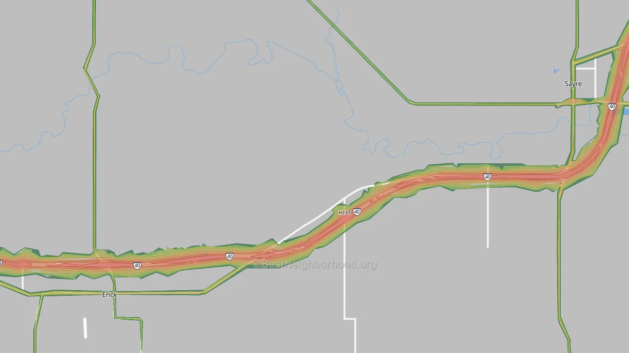 Texola, OK Map of Noise Levels in Texola