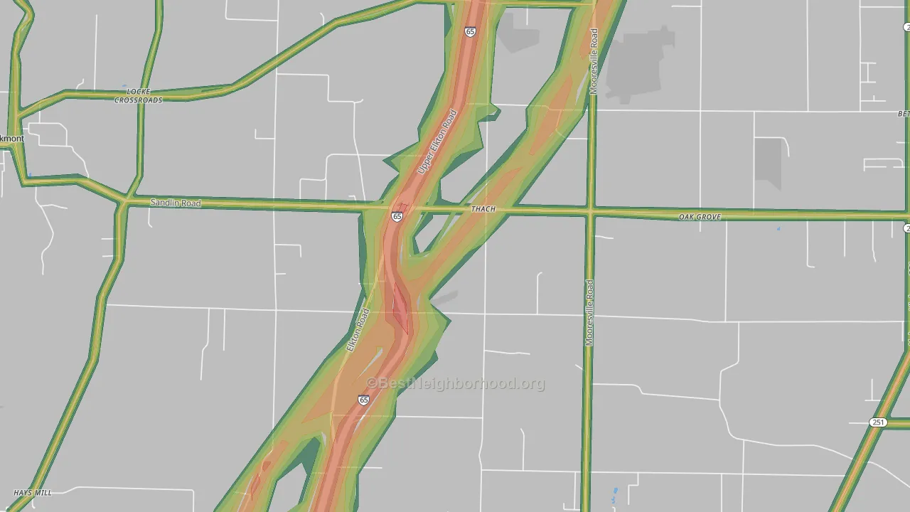 Thach, AL Map of Noise Levels in Thach