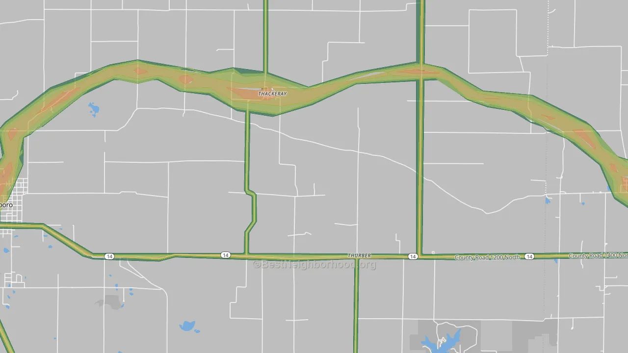 Thackeray, IL Map of Noise Levels in Thackeray