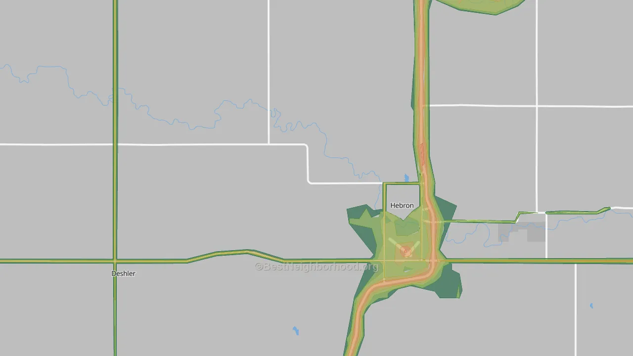Thayer County, NE Map of Noise Levels in Thayer County