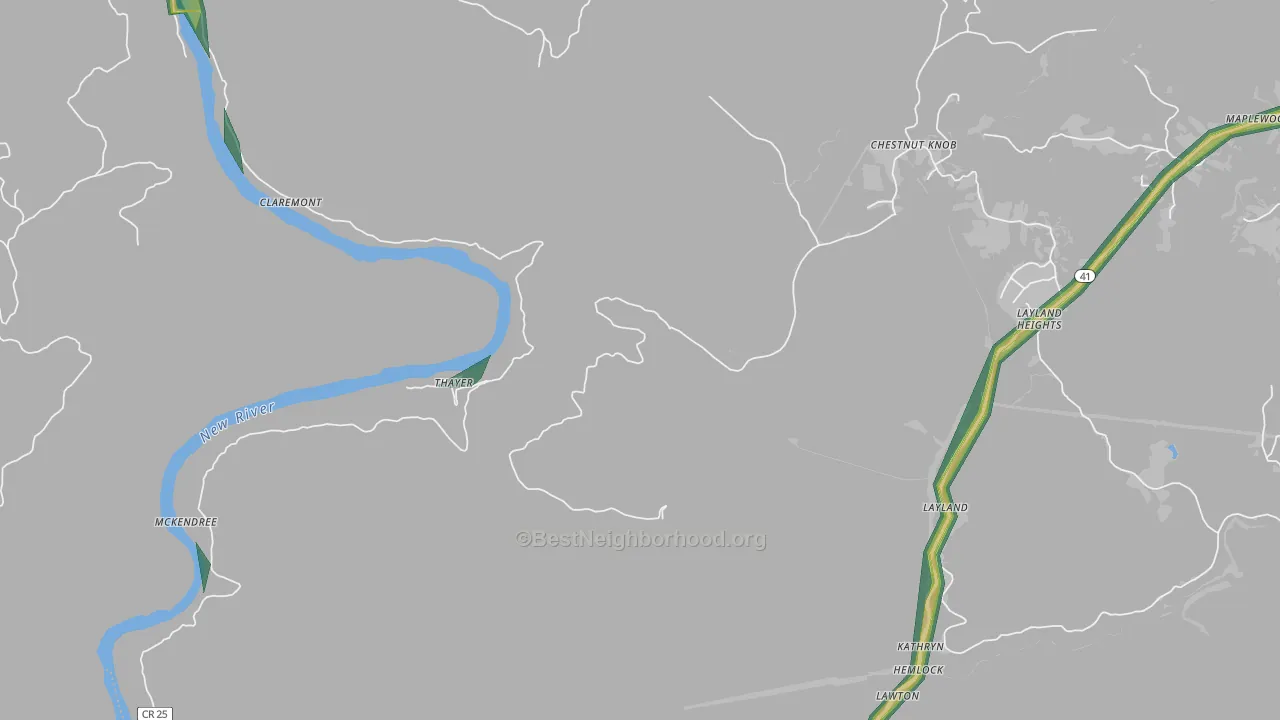 Thayer, WV Map of Noise Levels in Thayer