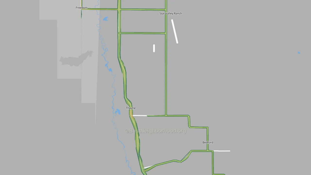 Thayne, WY Map of Noise Levels in Thayne
