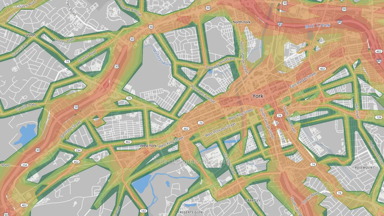 The Avenues, York, PA Map of Noise Levels in The Avenues