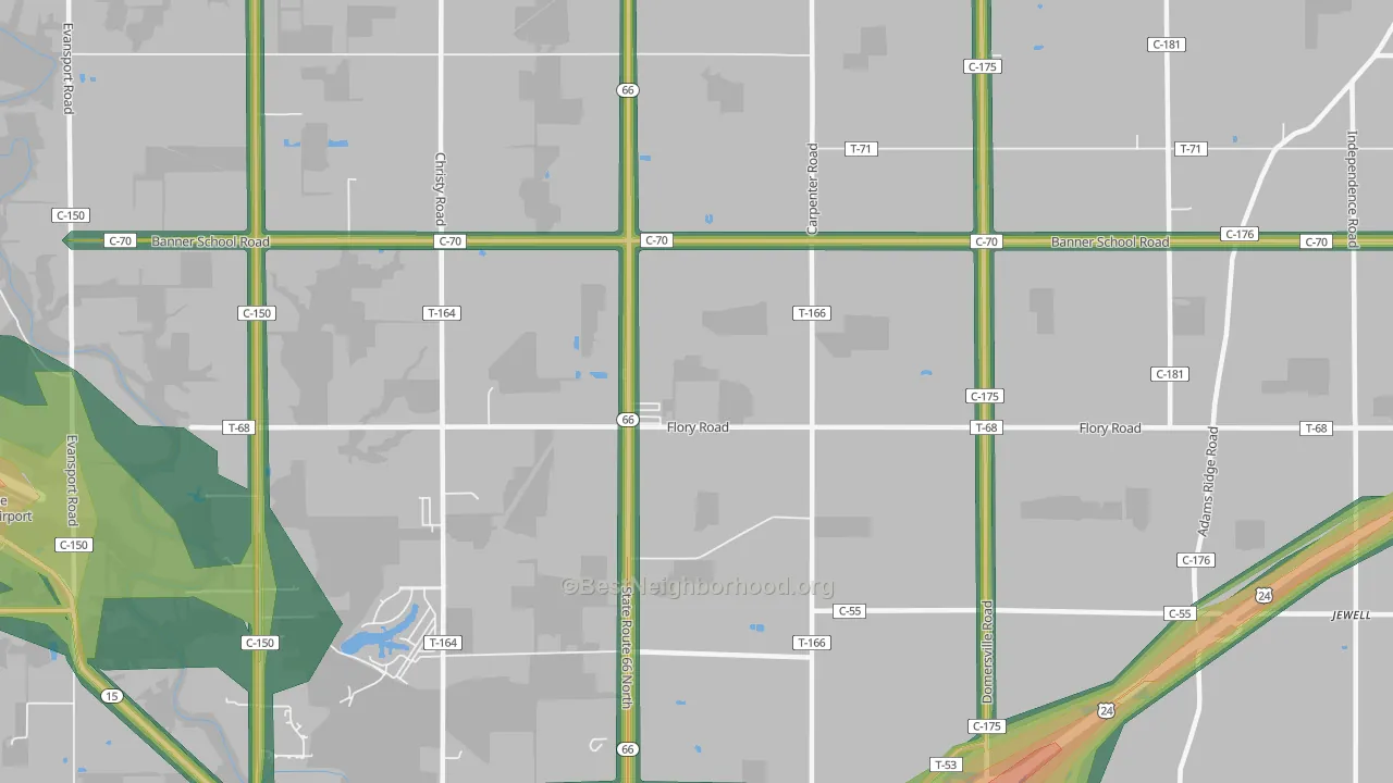 The Bend, OH Map of Noise Levels in The Bend