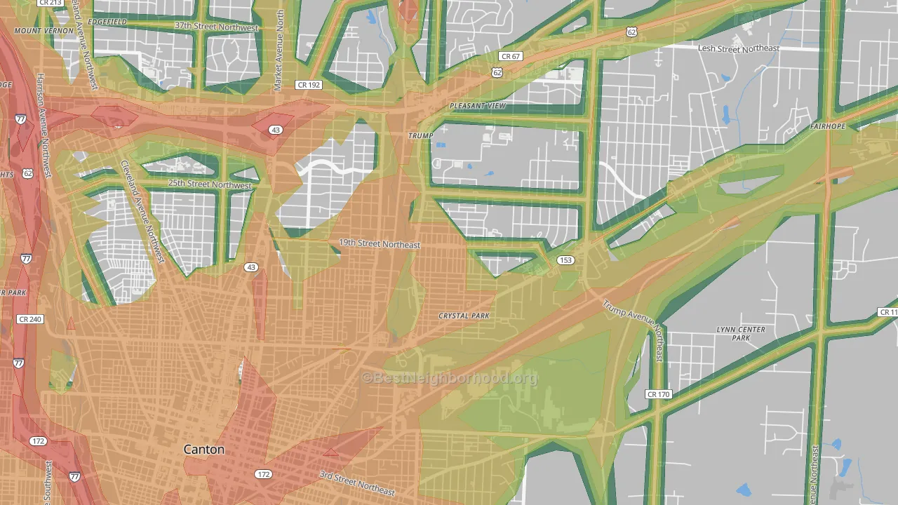 The Boulevards, Canton, OH Map of Noise Levels in The Boulevards