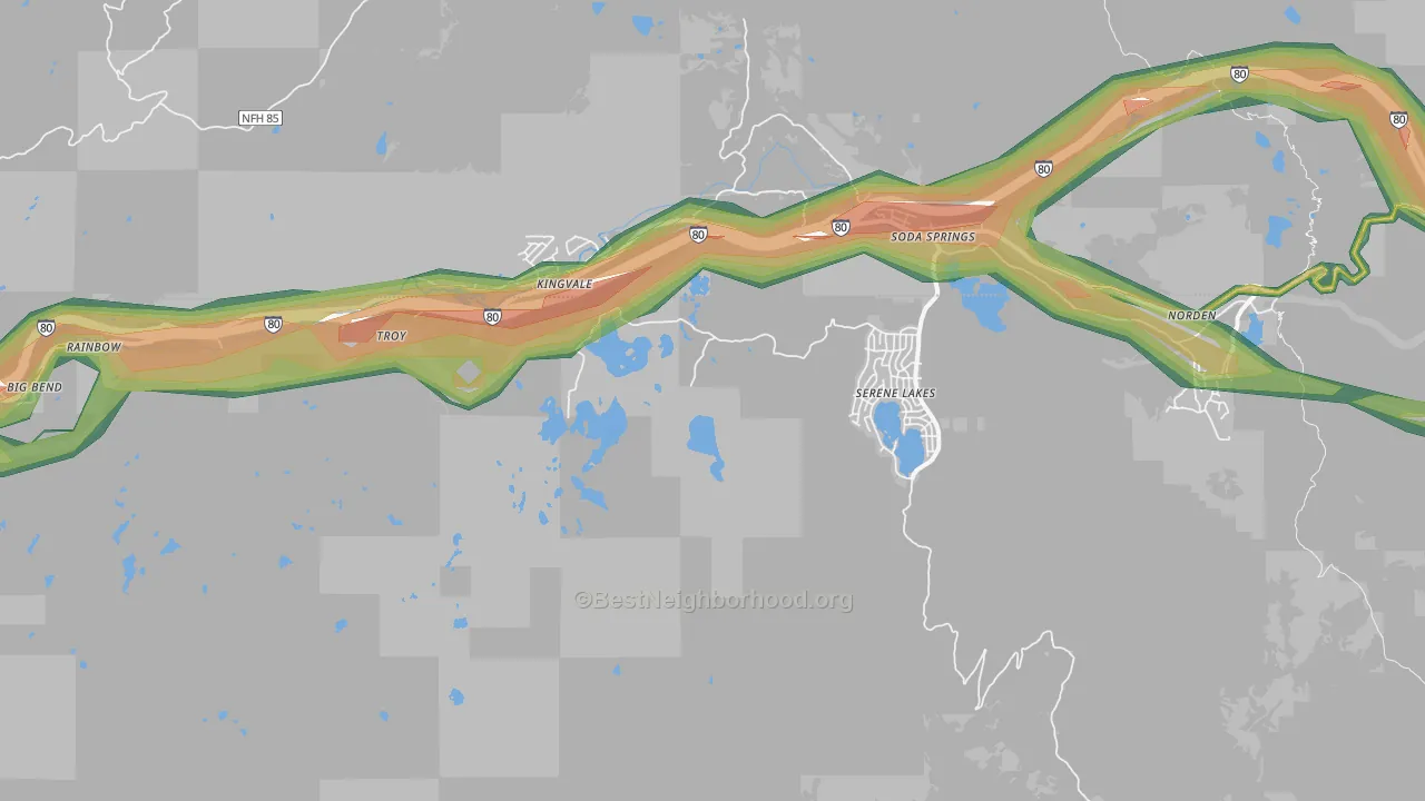 The Cedars, CA Map of Noise Levels in The Cedars