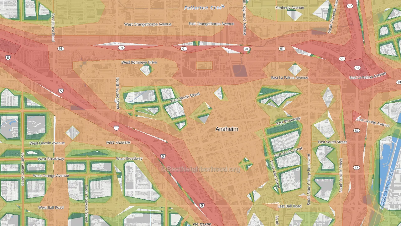 The Colony, Anaheim, CA Map of Noise Levels in The Colony