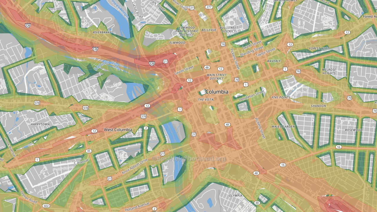 The Congaree Vista, Columbia, SC Map of Noise Levels in The Congaree Vista