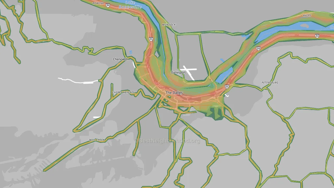 The Dalles, OR Map of Noise Levels in The Dalles