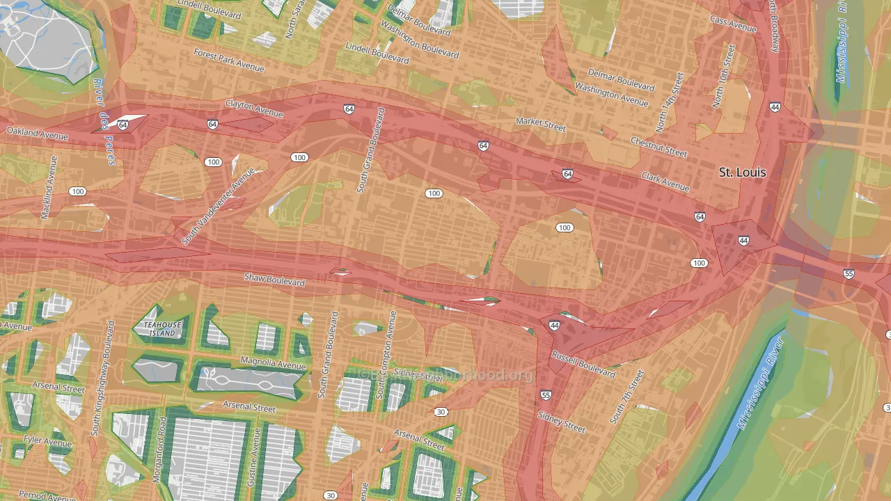 The Gate District, St. Louis, MO Map of Noise Levels in The Gate District