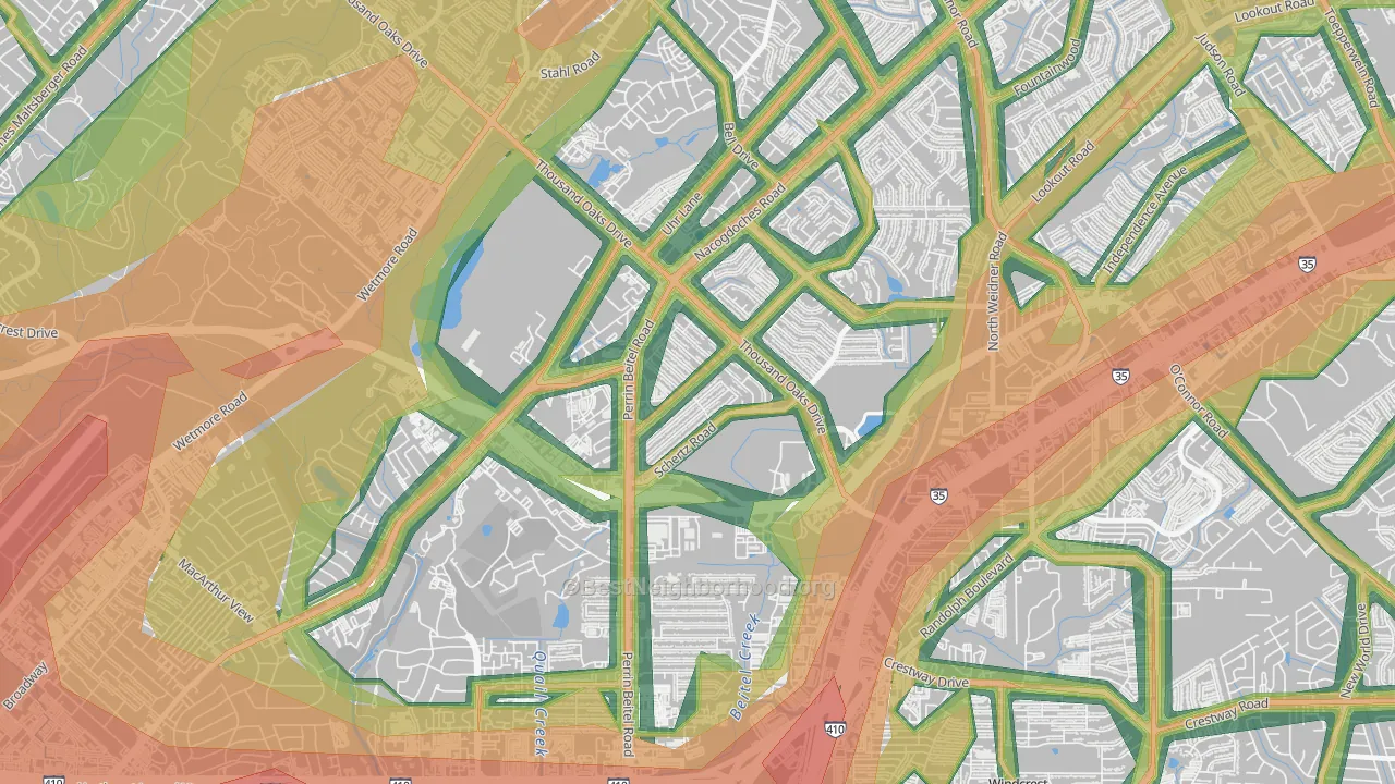 The Hills of Park North, San Antonio, TX Map of Noise Levels in The Hills of Park North