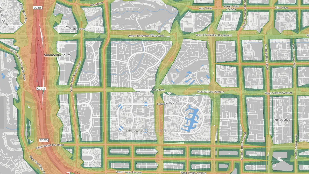 The Lakes, Las Vegas, NV Map of Noise Levels in The Lakes