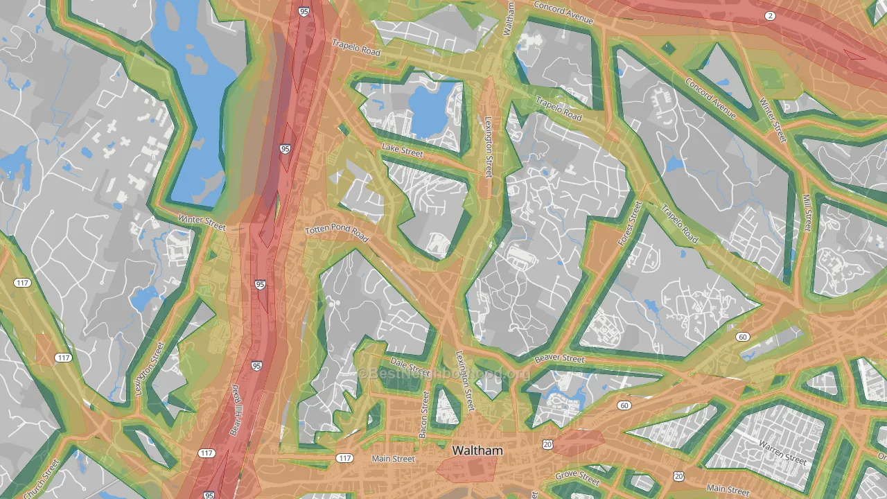 The Lanes, Waltham, MA Map of Noise Levels in The Lanes
