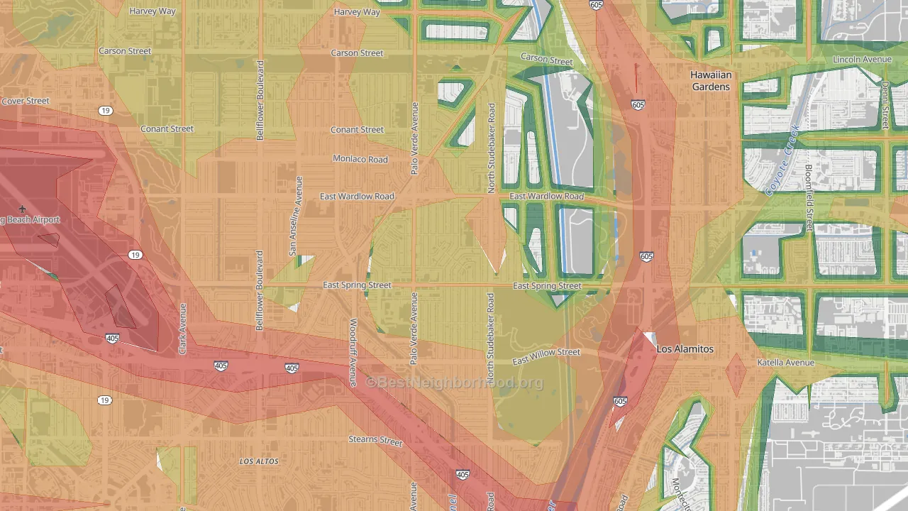 The Plaza, Long Beach, CA Map of Noise Levels in The Plaza
