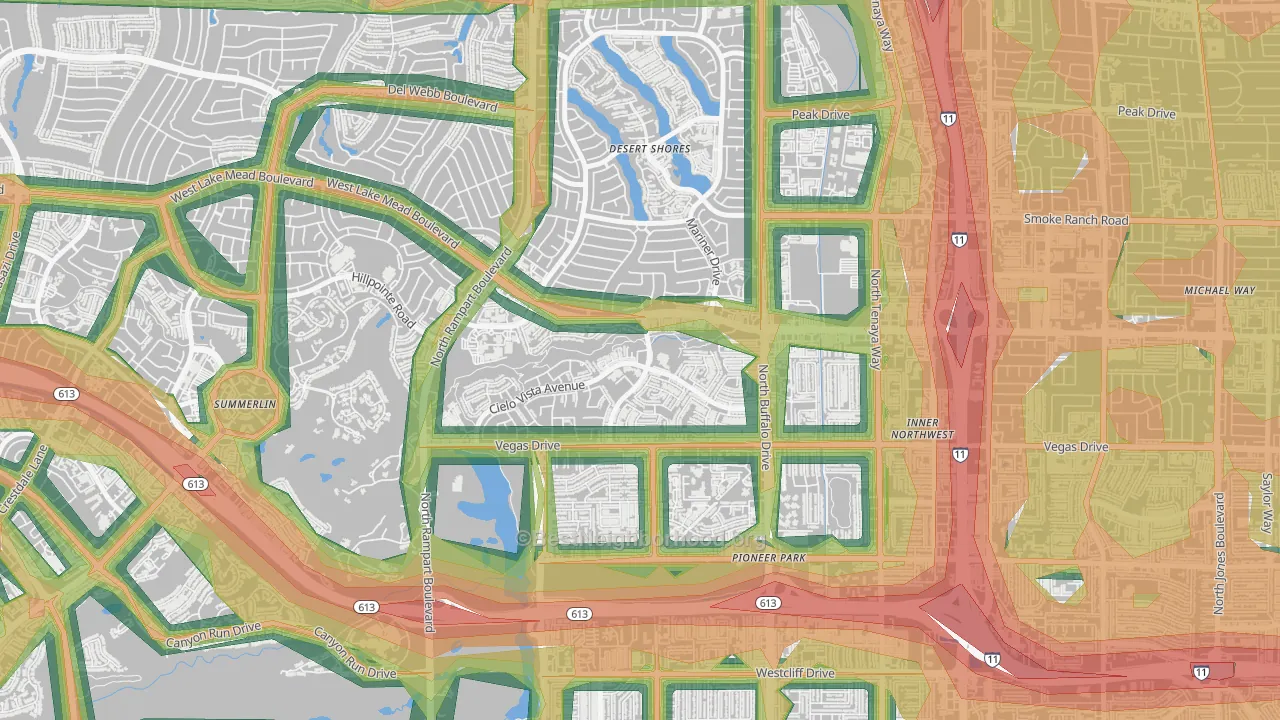The Pueblo, Las Vegas, NV Map of Noise Levels in The Pueblo