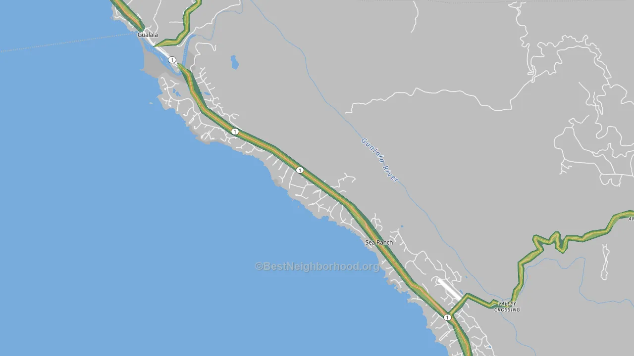 The Sea Ranch, CA Map of Noise Levels in The Sea Ranch