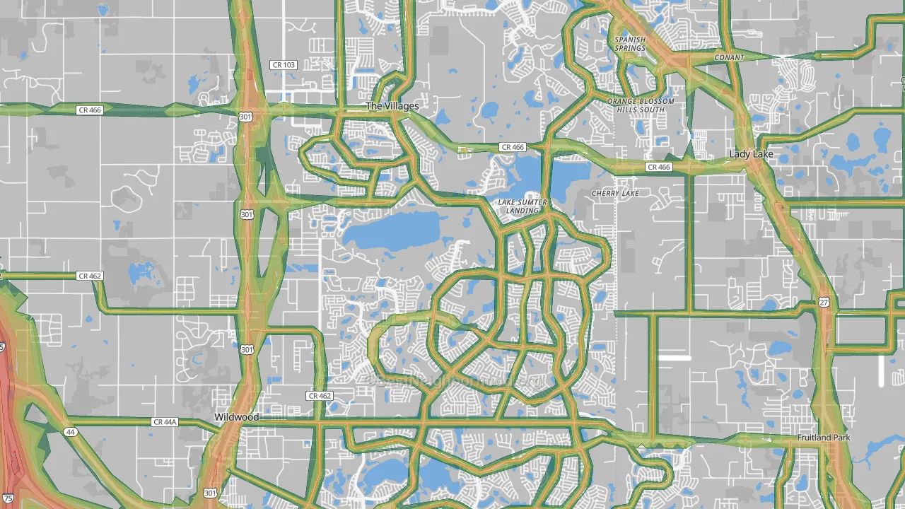 The Villages, FL Map of Noise Levels in The Villages