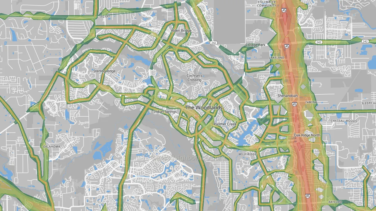 The Woodlands, TX Map of Noise Levels in The Woodlands