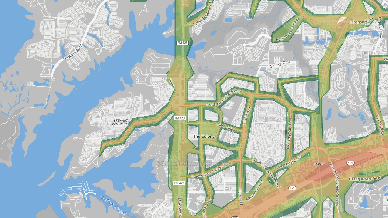 The Ws, The Colony, TX Map of Noise Levels in The Ws