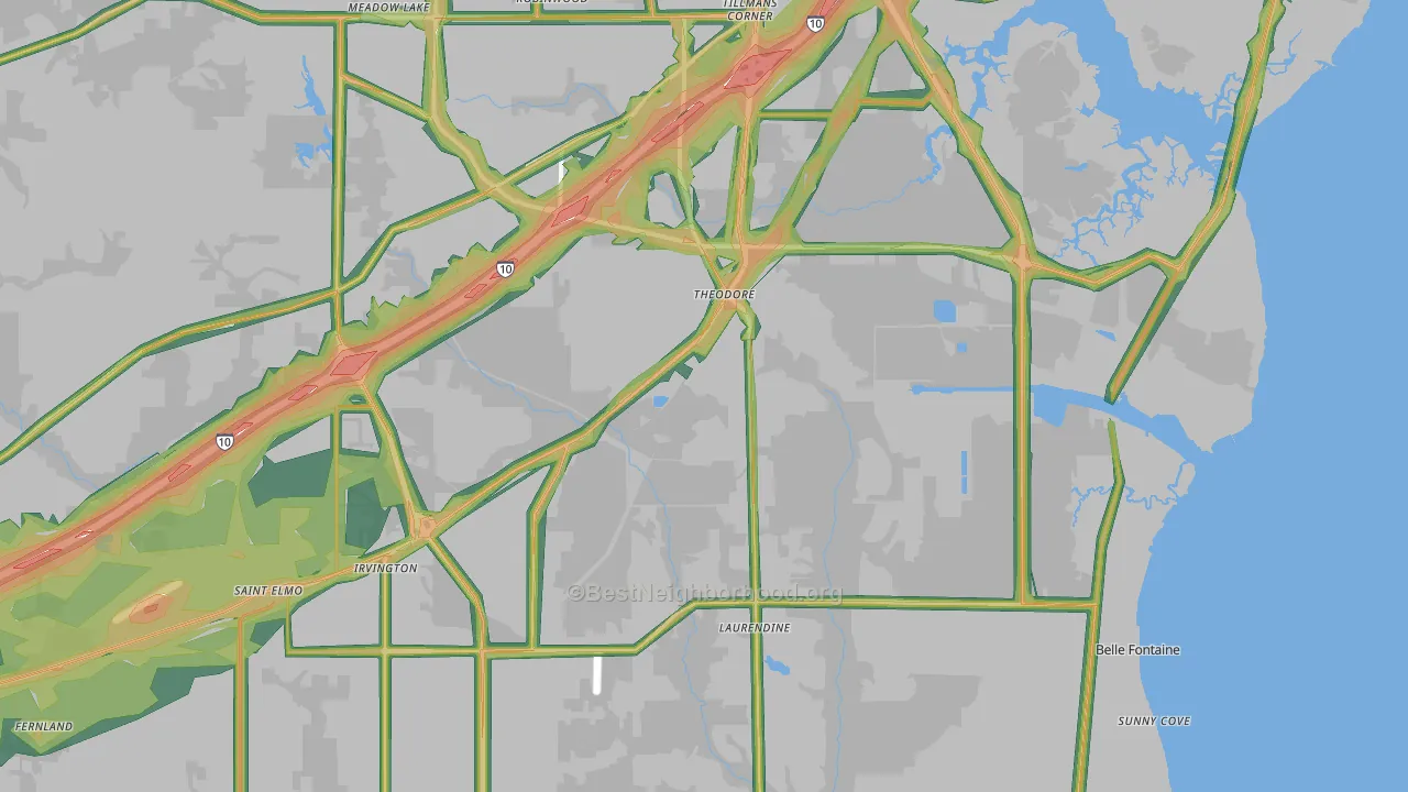 Theodore, AL Map of Noise Levels in Theodore
