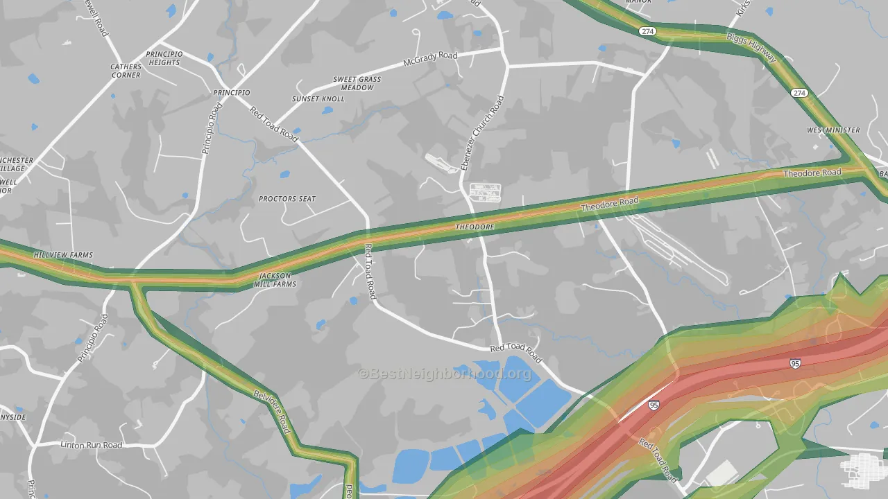Theodore, MD Map of Noise Levels in Theodore