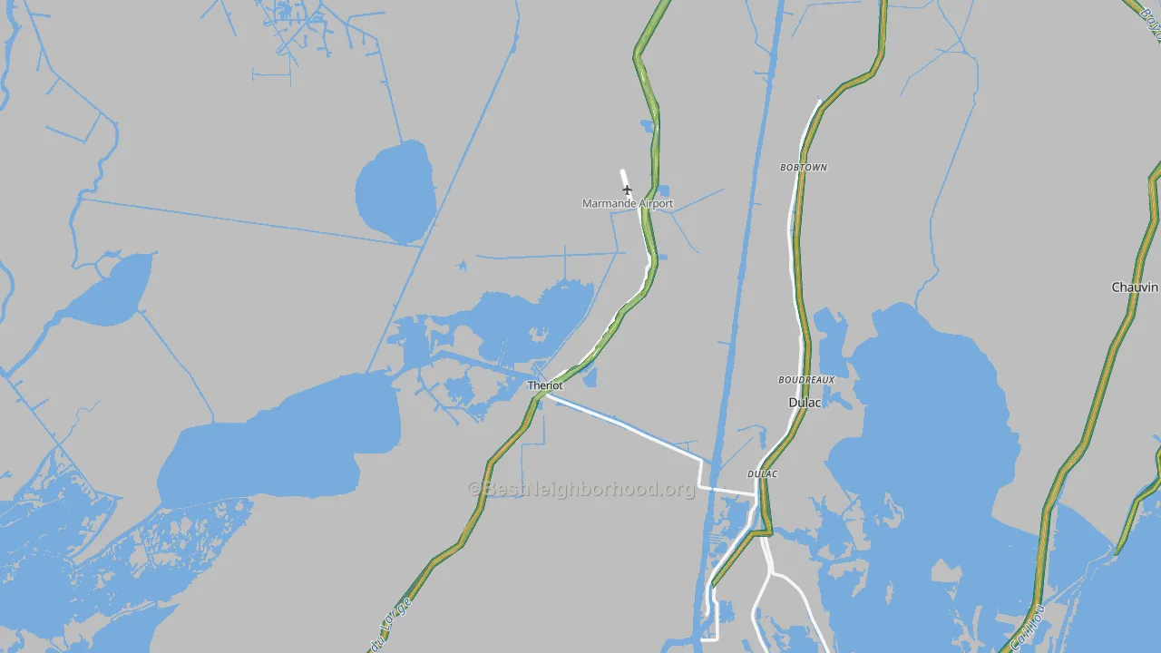 Theriot, LA Map of Noise Levels in Theriot