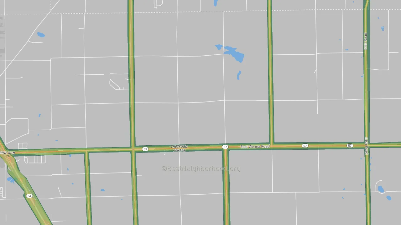 Thetford Center, MI Map of Noise Levels in Thetford Center
