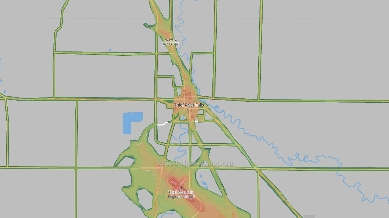 Thief River Falls, MN Map of Noise Levels in Thief River Falls