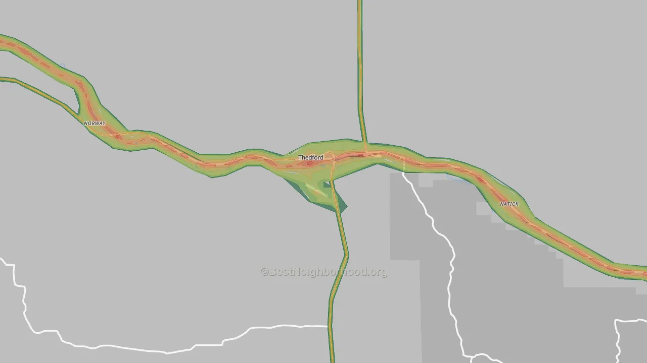 Thomas County, NE Map of Noise Levels in Thomas County