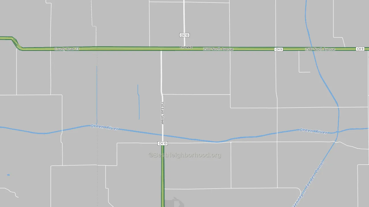 Thomas, IL Map of Noise Levels in Thomas