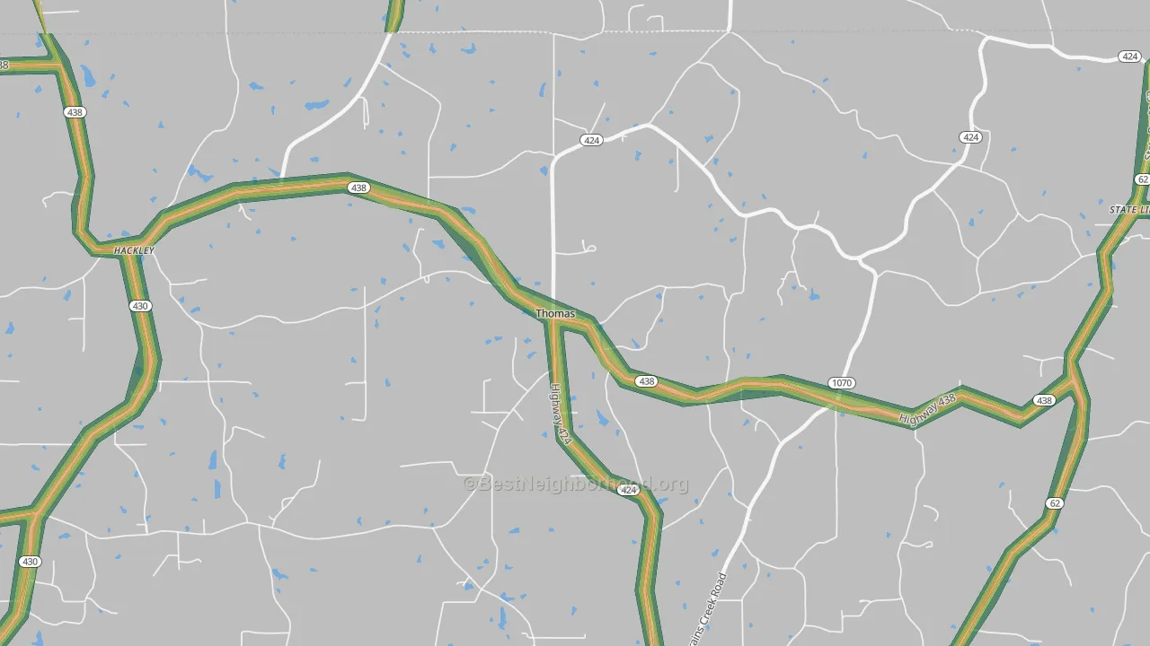 Thomas, LA Map of Noise Levels in Thomas