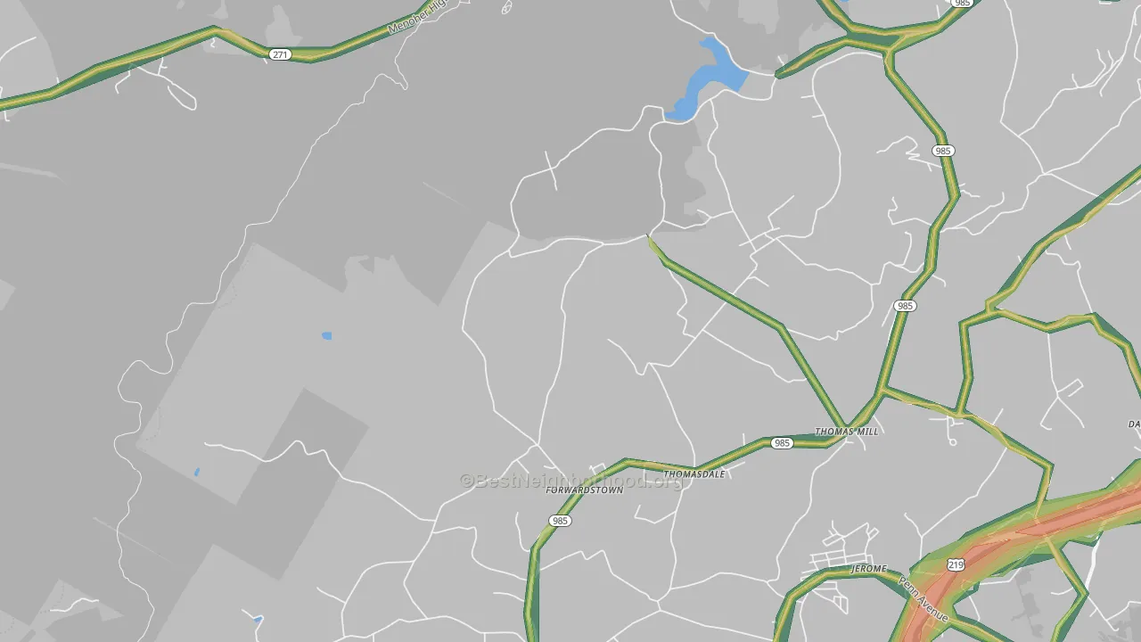 Thomas Mills, PA Map of Noise Levels in Thomas Mills