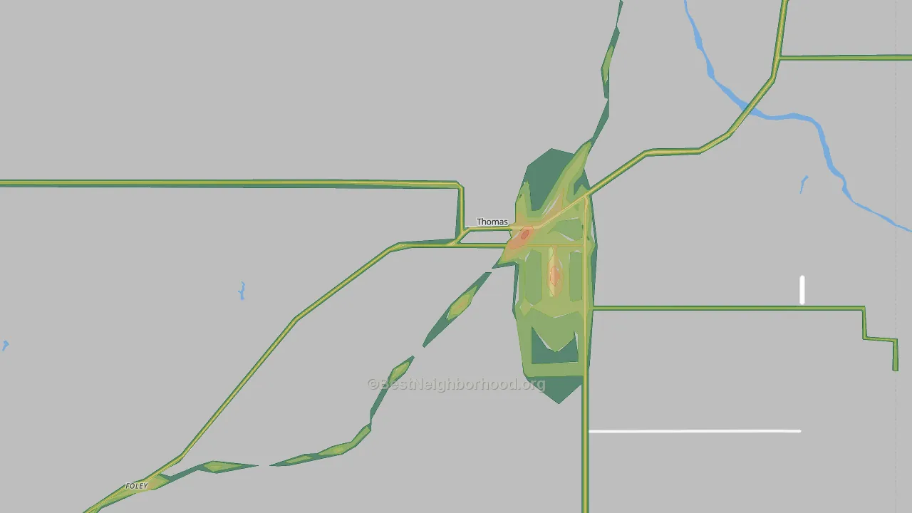Thomas, OK Map of Noise Levels in Thomas