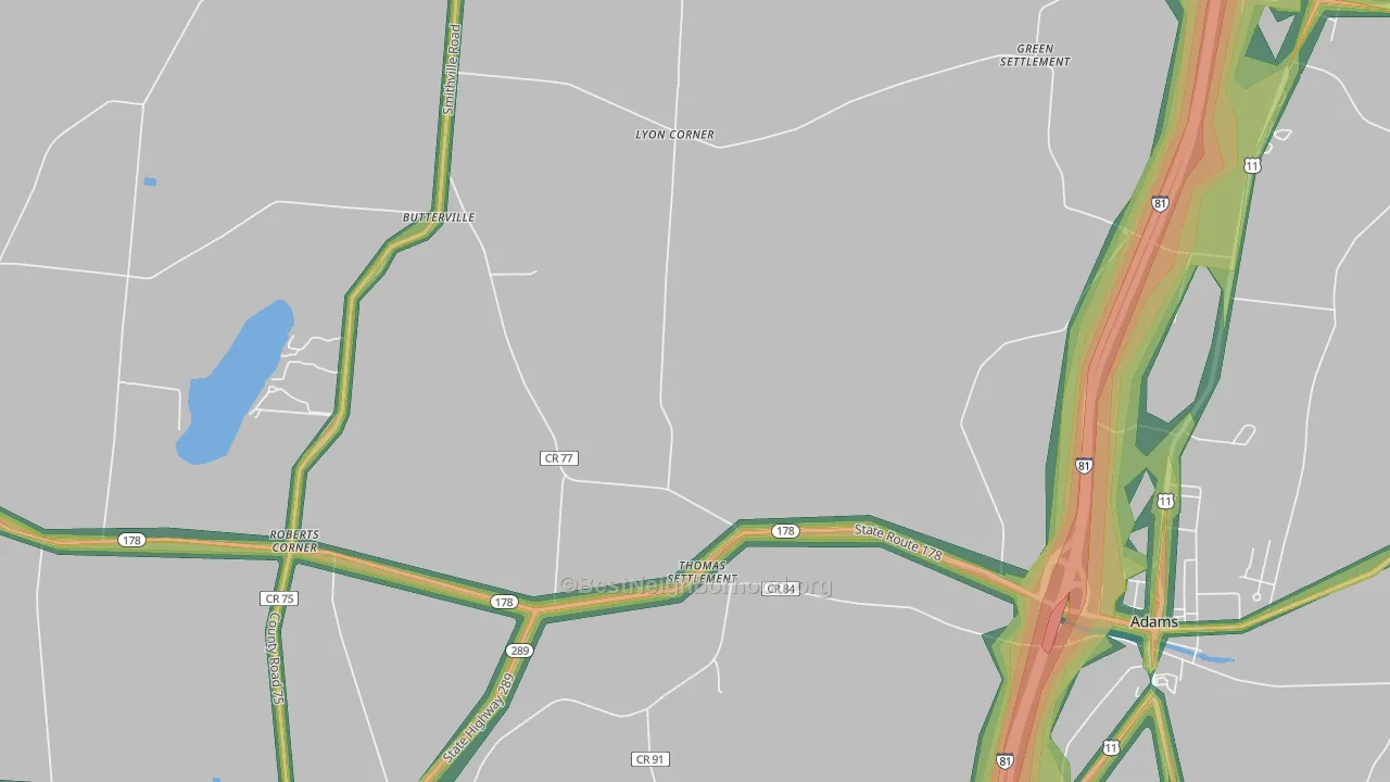 Thomas Settlement, NY Map of Noise Levels in Thomas Settlement