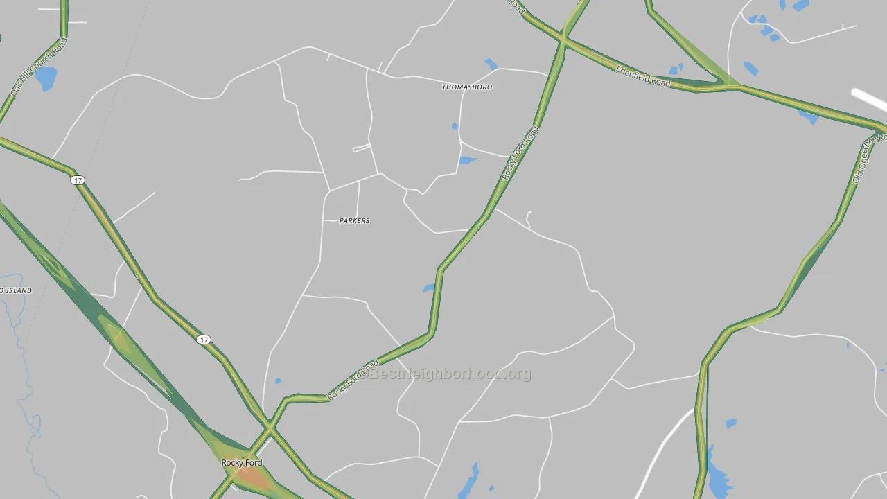Thomasboro, GA Map of Noise Levels in Thomasboro