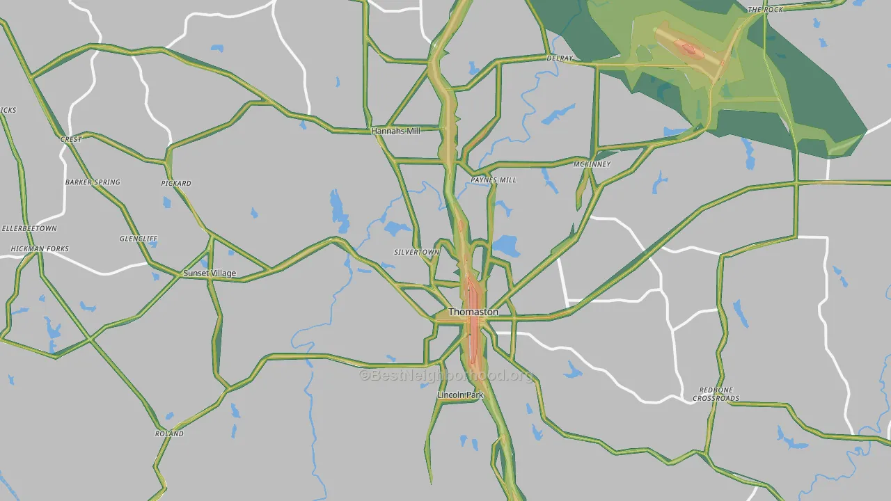 Thomaston, GA Map of Noise Levels in Thomaston