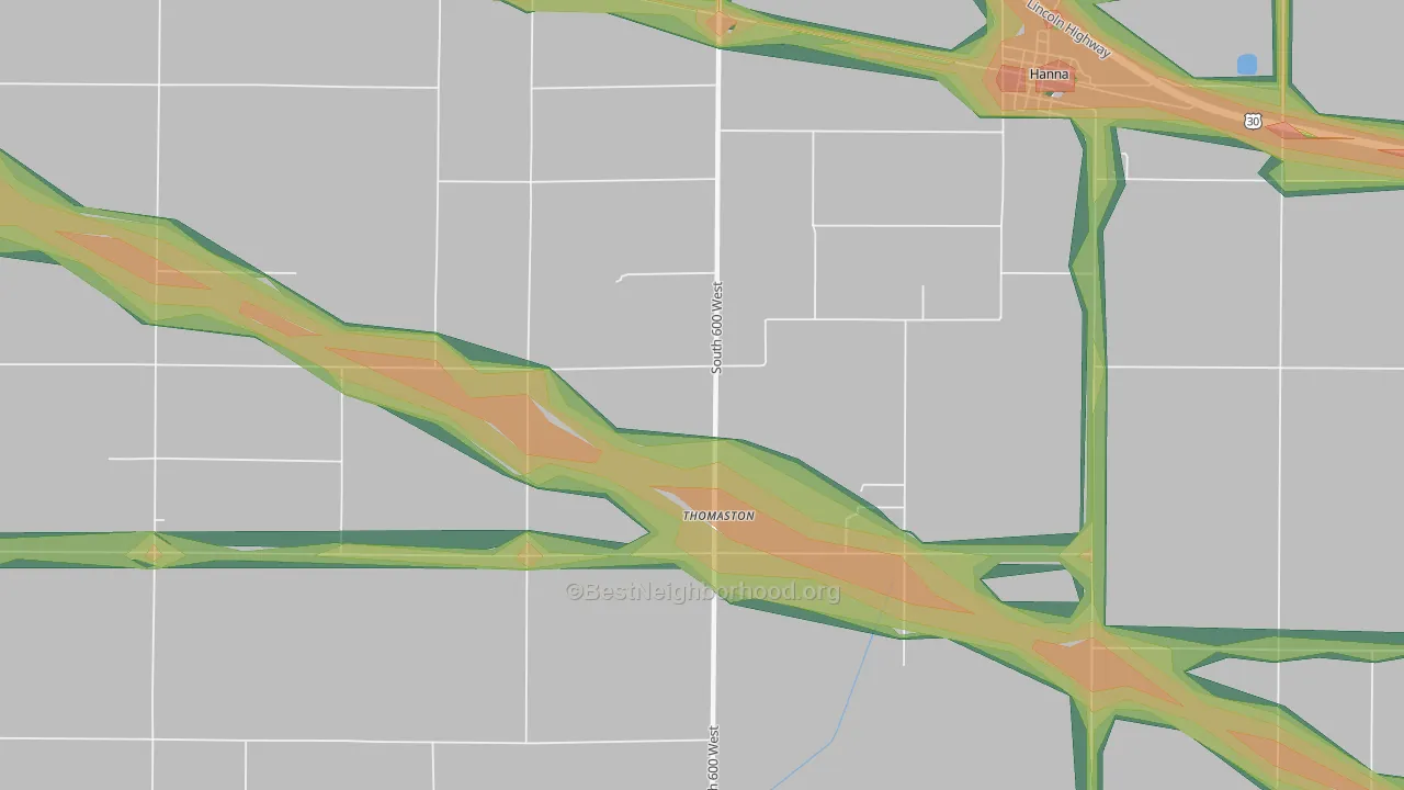Thomaston, IN Map of Noise Levels in Thomaston