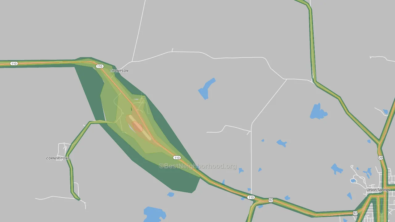 Thompson, AL Map of Noise Levels in Thompson